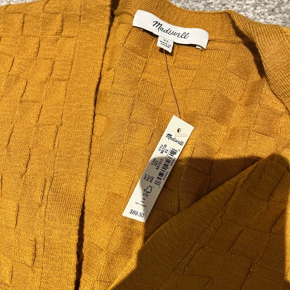 NWT Madewell Gorgeous Gold/Yellow Checker Textured Cardigan - Picture 2 of 2